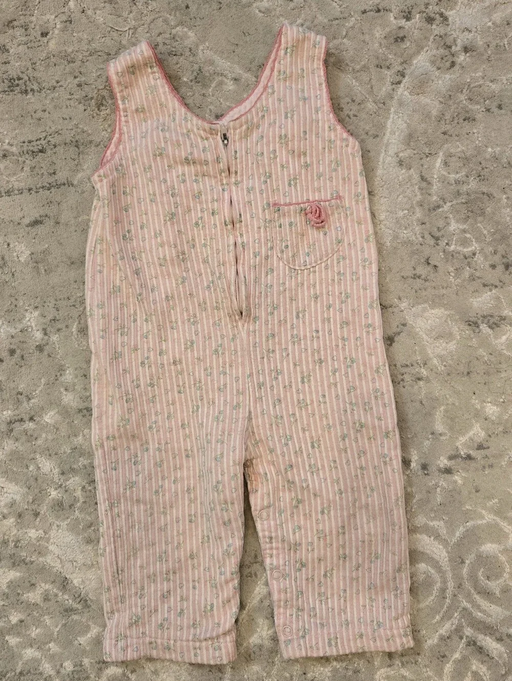Carter's Vintage 1980s Pastel Pink Zip Up Pants Romper